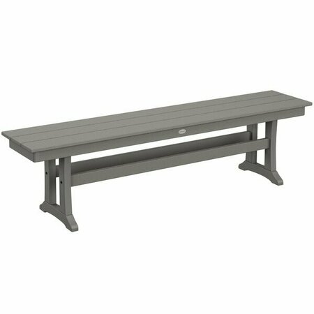 POLYWOOD Farmhouse 65'' x 13 5/8'' Slate Grey Trestle Bench 633PL36T1LGY